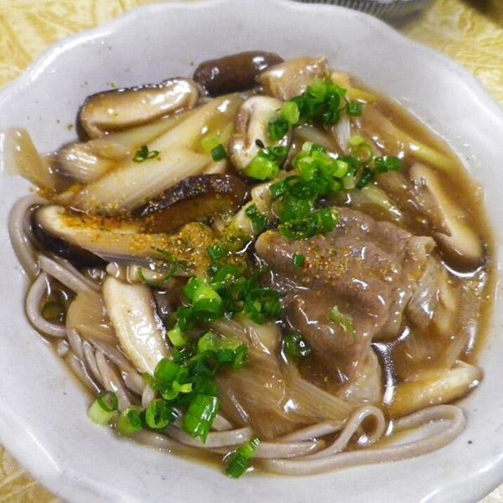 椎茸牛のあんかけ蕎麦